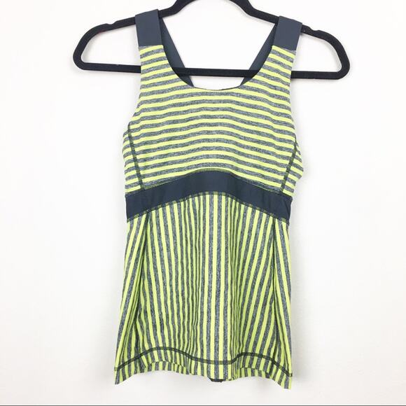lululemon athletica Tops - Lululemon Swift Athletic Tank Top Size 8 Yellow Gray Striped